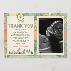 アドベンチャーサンキューカードトラベルマップベビー誕生日 サンキューカード