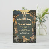 アドベンチャージャングル動物のベビーシャワー 招待状 (スタンド正面)