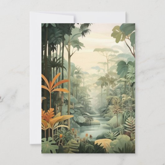 アドベンチャージャングル動物のベビーシャワー 招待状 (裏面)