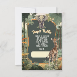アドベンチャージャングル動物シャワーおむつラッフル 招待状