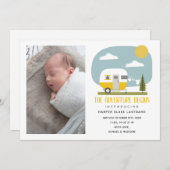 アドベンチャースタートイエローカンパーベビー誕生 案内状 (正面/裏面)