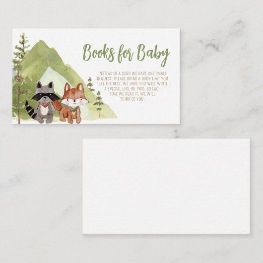 アドベンチャースタートウッドランドベイビーシャワーベビー エンクロージャーカード (正面/裏面)