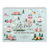 アドベンチャースタートシックなピンクのレトロヴァンファミリー カレンダー (カバー)