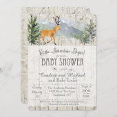 アドベンチャースタートディア樺の木ベビーシャワー招待状 招待状 (正面/裏面)