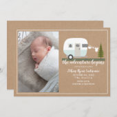 アドベンチャースタートブルーキャンパーベビー誕生 案内状 (正面/裏面)