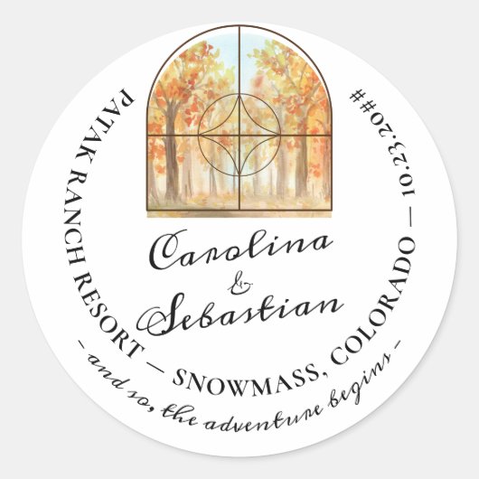 アドベンチャースタート山林結婚景観 ラウンドシール (正面)