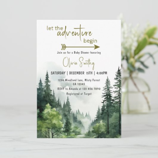 アドベンチャースタート森素朴山赤ちゃんシャワー 招待状 (スタンド正面)
