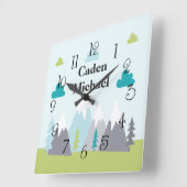 アドベンチャースノーキャップマウンテンウォールクロック スクエア壁時計 (傾斜)