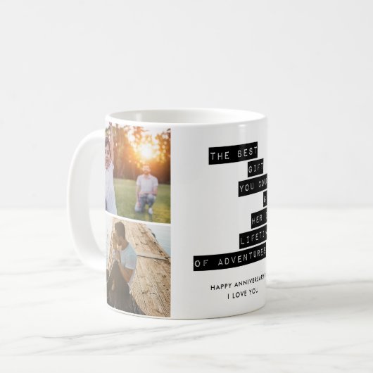 アドベンチャーズ引用文ハッピーアニバーサリー夫の写真 コーヒーマグカップ (正面左)