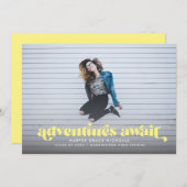 アドベンチャーズ・ワアワイ（黄色）卒業招待状 招待状 (正面/裏面)