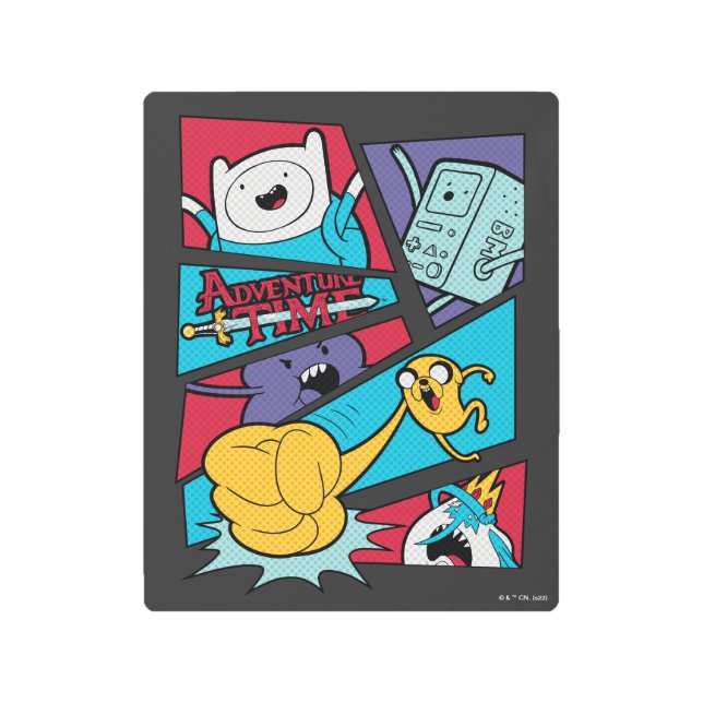 アドベンチャータイム |アクションパネルのグラフィック メタルプリント (正面)