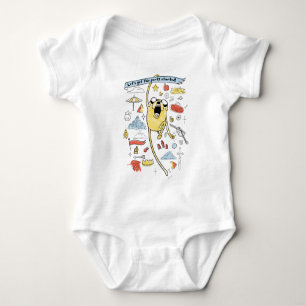 アドベンチャータイム "パーティー" Jake Sketch T Shirt ベビーボディスーツ