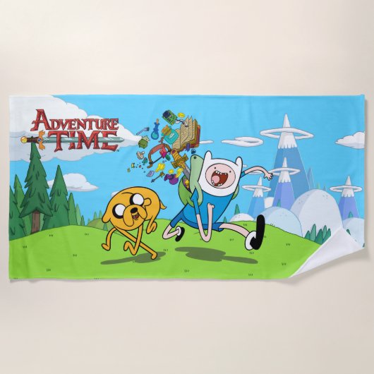 アドベンチャータイム |フィンのバックパックアドベンチャーギア ビーチタオル (正面)