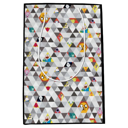 アドベンチャータイム |三角形のキャラクターパターン ミディアムペーパーバッグ (正面)