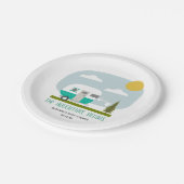 アドベンチャーターコイズレトロキャンパーベビーシャワー ペーパープレート (アングル)