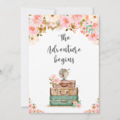 アドベンチャートラベルフローラ緑の女の子ベビーシャワー 招待状 (裏面)