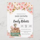 アドベンチャートラベルフローラ緑の女の子ベビーシャワー 招待状 (正面/裏面)