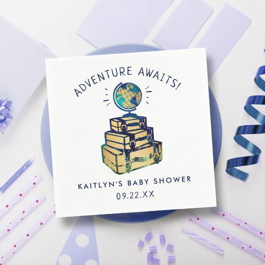 アドベンチャートラベルモダングローブベビーシャワー スタンダードカクテルナプキン