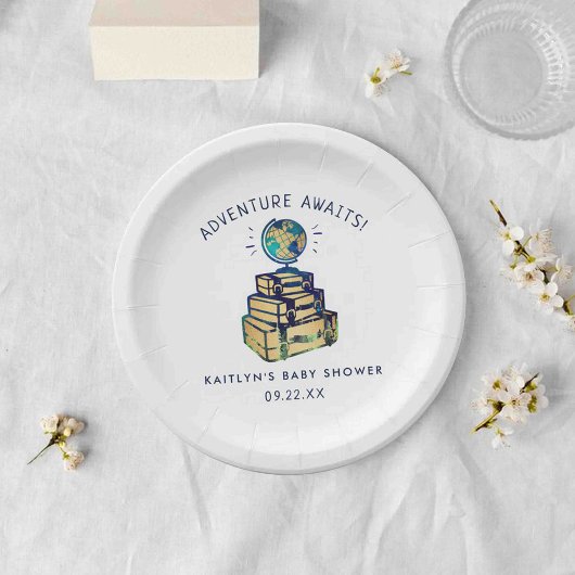 アドベンチャートラベルモダングローブベビーシャワー ペーパープレート