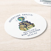 アドベンチャートラベルモダングローブベビーシャワー ラウンドペーパーコースター (アングル)