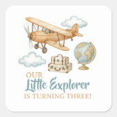 アドベンチャートラベルリトルエクスプローラー誕生日 スクエアシール (正面)