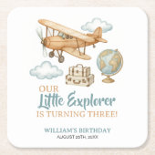 アドベンチャートラベルリトルエクスプローラー誕生日 スクエアペーパーコースター (正面)