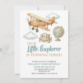 アドベンチャートラベルリトルエクスプローラー誕生日 招待状 (正面)