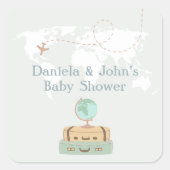 アドベンチャートラベルワールドマップベビーシャワー スクエアシール (正面)