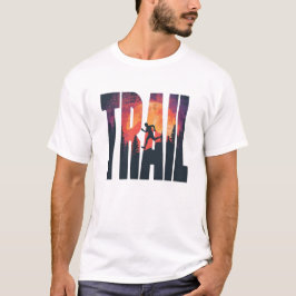 アドベンチャートレイルランナーのタイポグラフィーアート Tシャツ