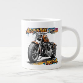アドベンチャードリームライド - ビンテージチョッパーモーターサイクル ジャンボコーヒーマグカップ
