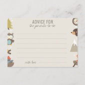 アドベンチャーニュートラル予測アドバイスベビーシャワー エンクロージャーカード (裏面)