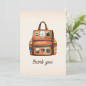 アドベンチャーバックパック+ボトルウッドランドベビーシャワー サンキューカード (スタンド正面)