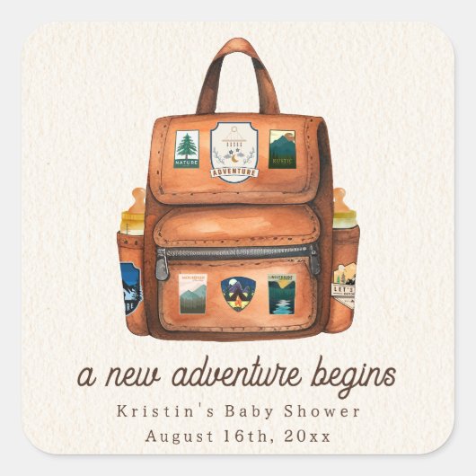 アドベンチャーバックパック+ボトルウッドランドベビーシャワー スクエアシール (正面)