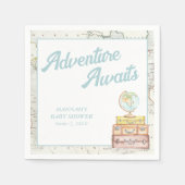アドベンチャーパーソナライズされたが赤ちゃんシャワーナプキンスを待つ スタンダードカクテルナプキン (正面)