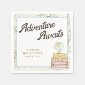 アドベンチャーパーソナライズされたが赤ちゃんシャワーナプキンスを待つ スタンダードカクテルナプキン (正面)