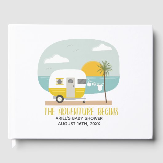 アドベンチャービーチイエローキャンパーニュートラルベビーシャワー ゲストブック (正面)