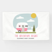 アドベンチャーピンクレトロキャンパーガールベビーシャワー 横断幕 (横)