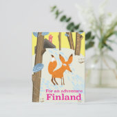 アドベンチャーフィンランドのレトロな旅行ポスター ポストカード (スタンド正面)
