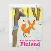 アドベンチャーフィンランドのレトロな旅行ポスター ポストカード (正面/裏面)