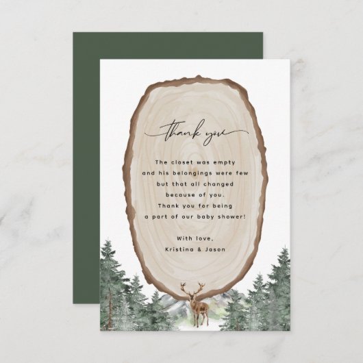 アドベンチャーフォレストベビーシャワーサンキューカード 招待状 (正面/裏面)