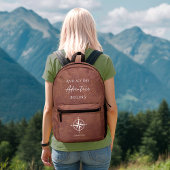 アドベンチャーブラウンレザートラベルパーソナライズされた プリントバックパック