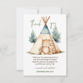 アドベンチャーベアーキャンピングボーイ赤ちゃんシャワー サンキューカード (正面)