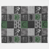 アドベンチャーベアーズ – 緑/黒 フリースブランケット (正面(横))