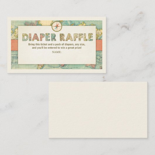 アドベンチャーベビーシャワーおむつラッフルカードトラベル エンクロージャーカード (正面/裏面)