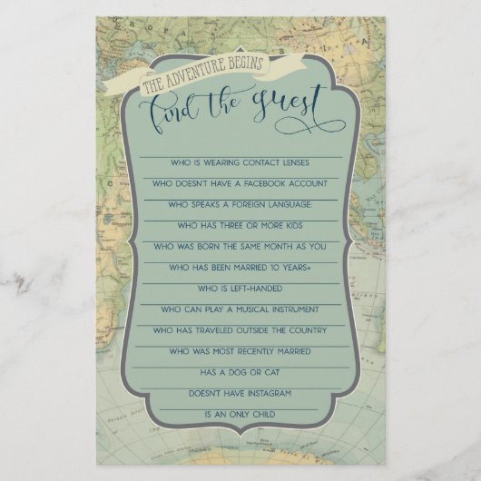 アドベンチャーベビーシャワーゲームゲストを見つける (正面)