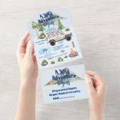 アドベンチャーベビーシャワー水の色キャンパー オールインワン招待状 (貼ってはがせる)