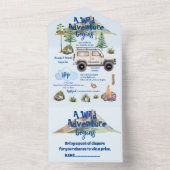 アドベンチャーベビーシャワー水の色キャンパー オールインワン招待状 (内側)