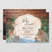 アドベンチャーベビーシャワー水彩木林 招待状 (正面/裏面)