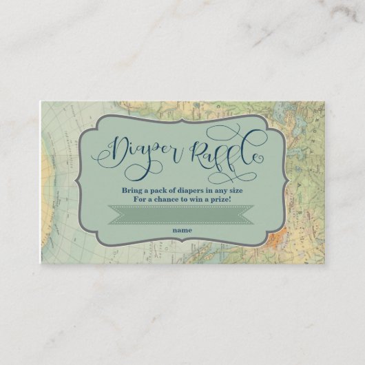 アドベンチャーベビーシャワー用おむつラッフルチケット エンクロージャーカード (正面)