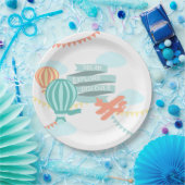 アドベンチャーベビーシャワー飛行機とバルーン ペーパープレート (パーティー)